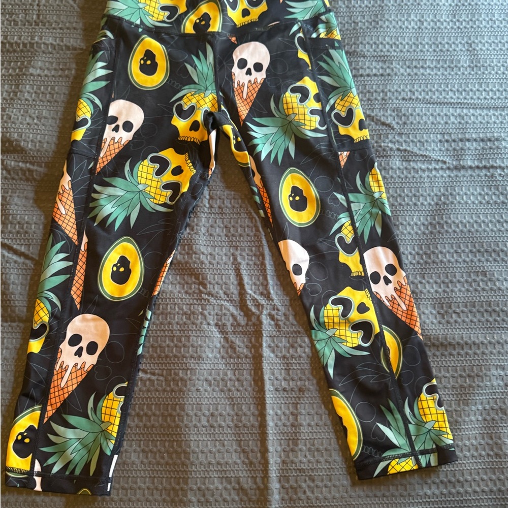 Constantly Varied Gear Kids Leggings with Skulls and Tropical Print